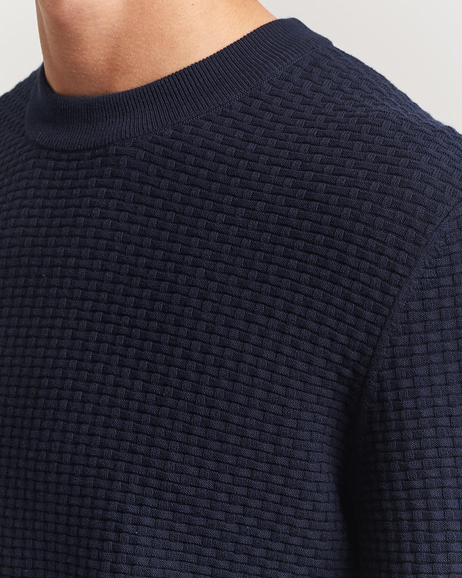 Herr | Tröjor | BOSS BLACK | Imberto Structured Knitted Sweater Dark Blue