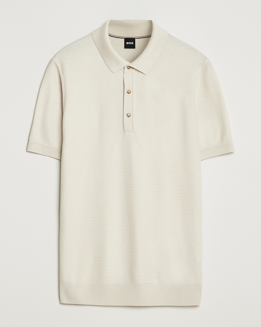 Herr | Pikéer | BOSS BLACK | Lanotti Knitted Polo Open White