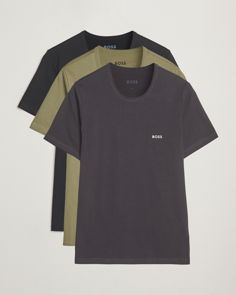 Herr | T-Shirts | BOSS BLACK | 3-Pack Crew Neck T-Shirt Grey/Green/Black