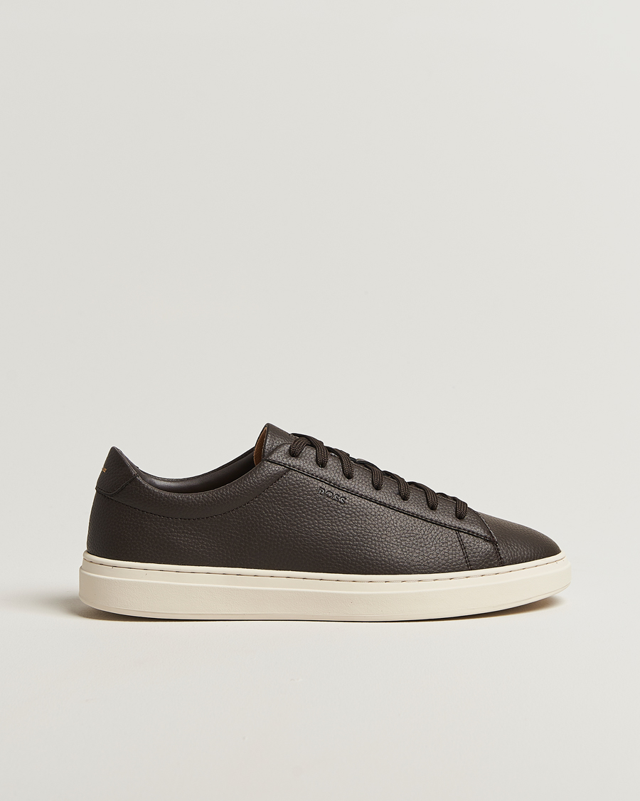 Herr | Sneakers | BOSS BLACK | Kieran Grained Leather Sneaker Dark Brown