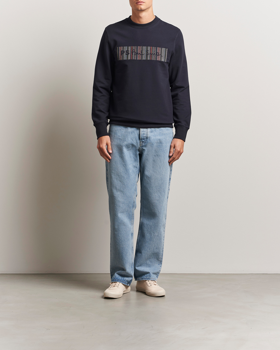 Herr | Tröjor | PS Paul Smith | Striped Crew Neck Sweatshirt Navy