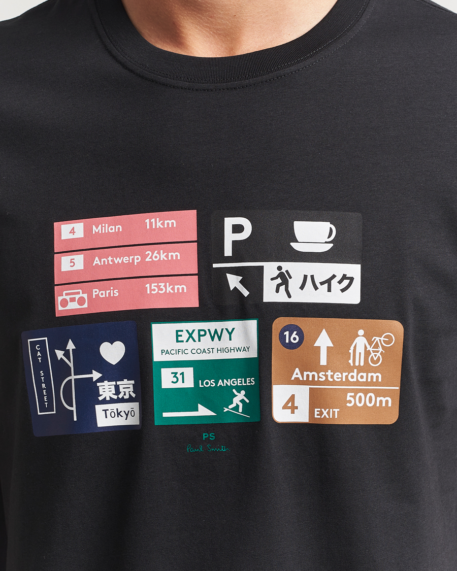 Herr | T-Shirts | PS Paul Smith | Road Signs Crew Neck T-Shirt Black