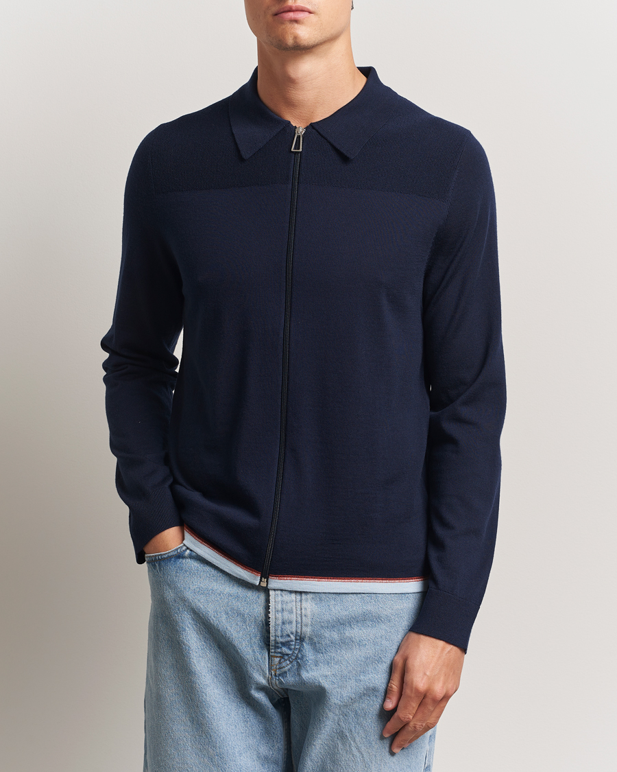 Herr | Tröjor | PS Paul Smith | Merino Knitted Full Zip Navy