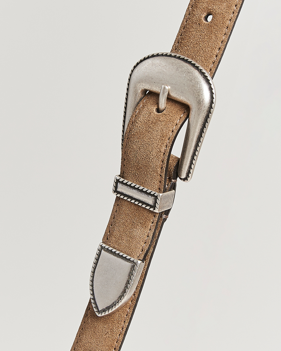 Herr | Bälten | Anderson's | Western Suede Belt 2,5 cm Taupe