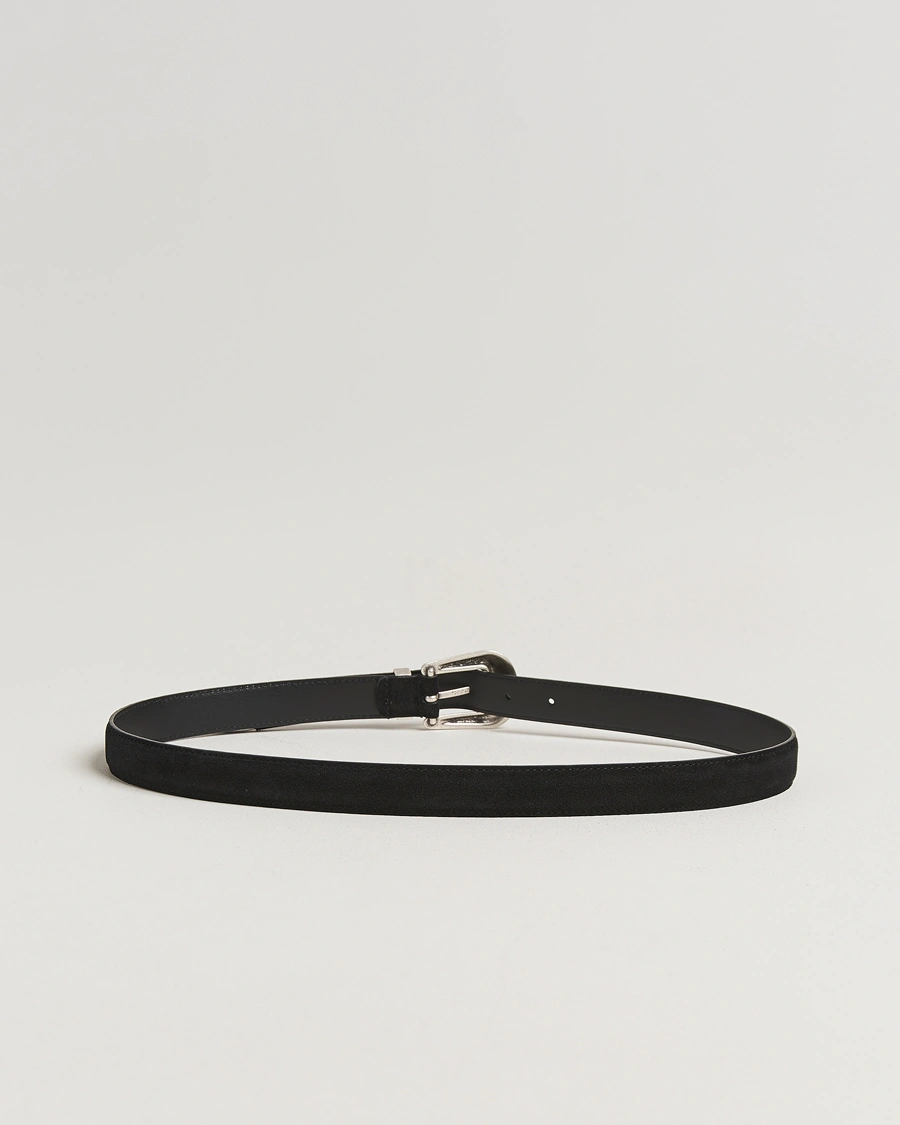 Herr | Bälten | Anderson's | Western Suede Belt 2,5 cm Black