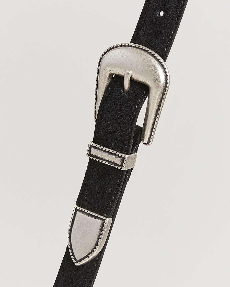 Herr | Bälten | Anderson's | Western Suede Belt 2,5 cm Black