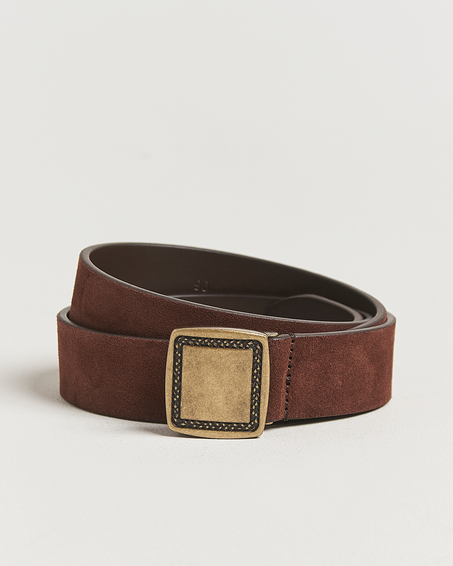 Herr | Bälten | Anderson's | Suede Buckle Belt 3cm Dark Brown