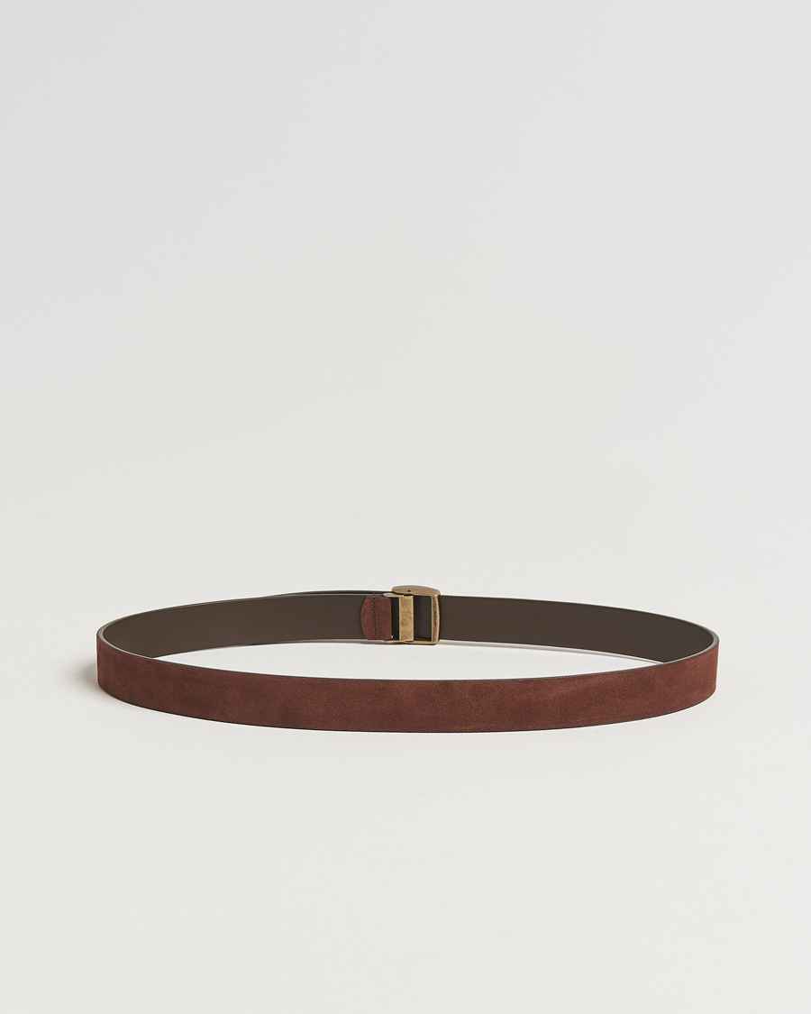 Herr | Bälten | Anderson's | Suede Buckle Belt 3cm Dark Brown