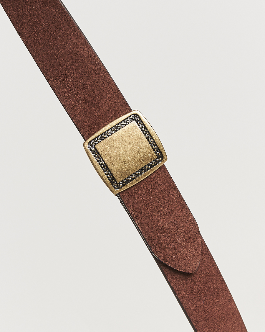 Herr | Bälten | Anderson's | Suede Buckle Belt 3cm Dark Brown