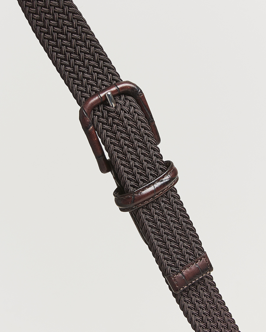 Herr | Bälten | Anderson's | Stretch Woven Leather Buckle 3 cm Belt Brown
