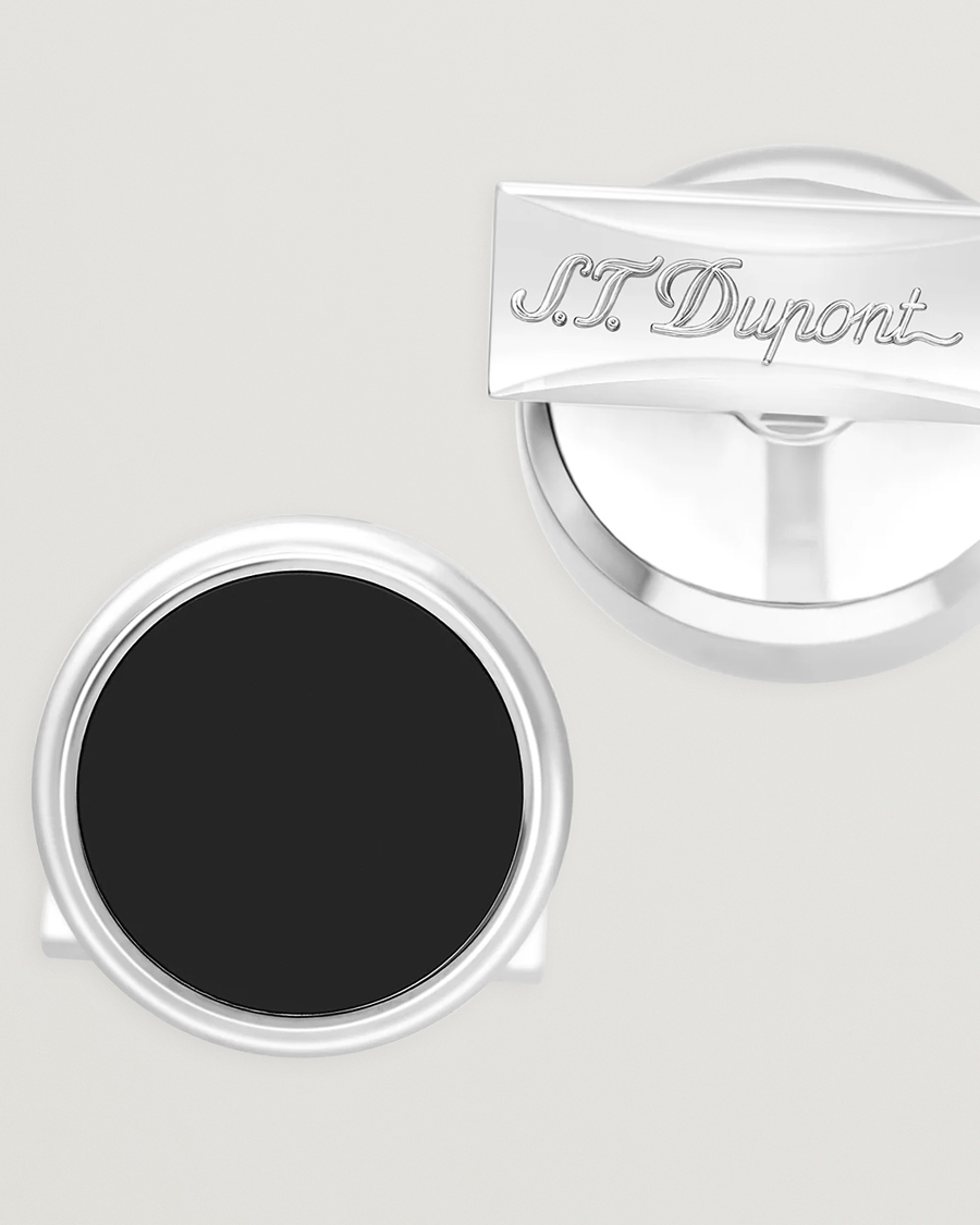 Herr | Manschettknappar | S.T. Dupont | Cufflink Round Black/Pall Silver
