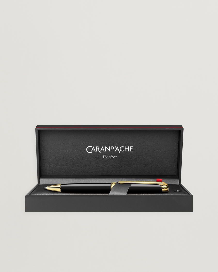 Herr | Pennor | Caran d'Ache | Caran d' Ache Léman Ballpoint Pen Ebony Black/Gold Plated
