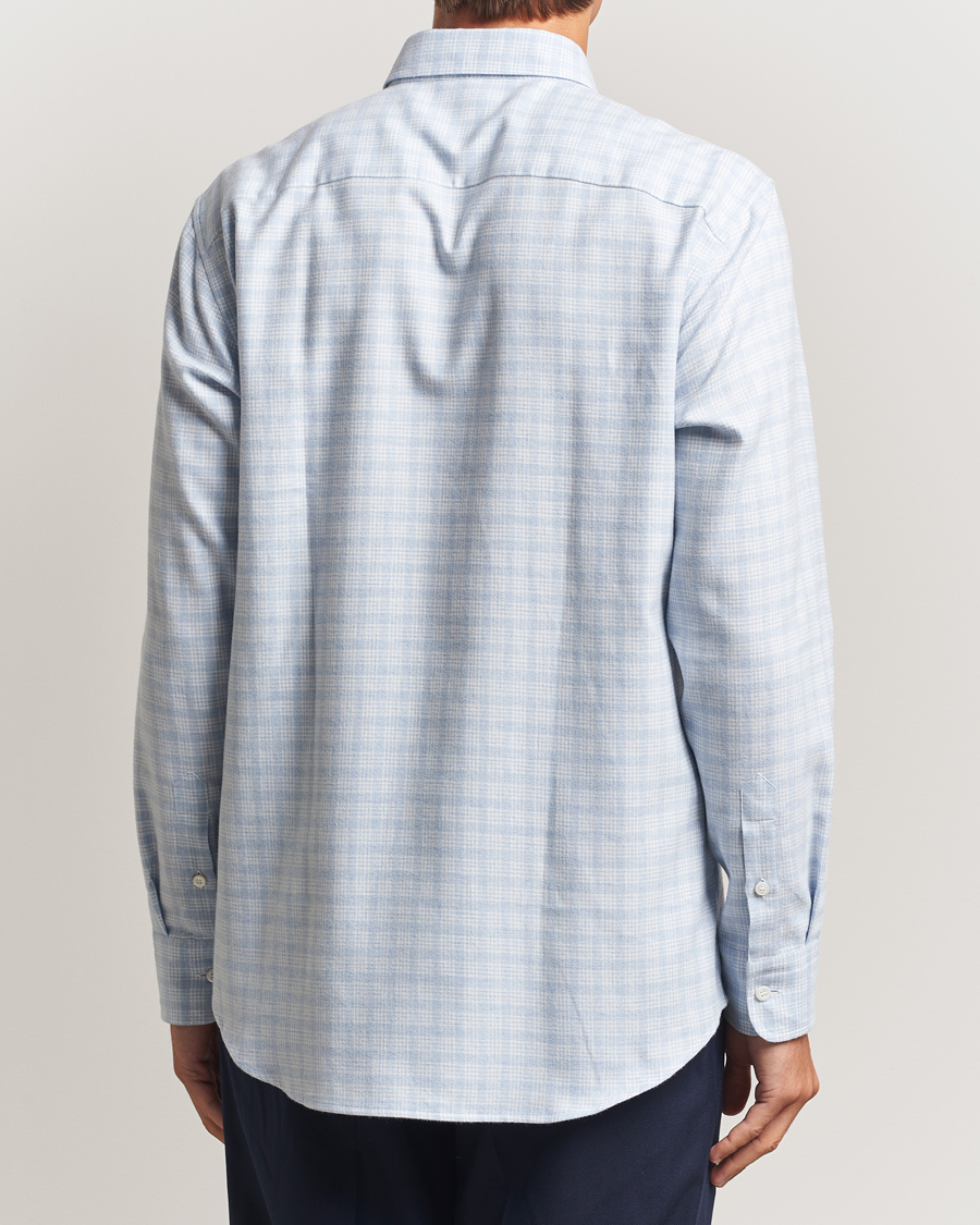 Herr | Skjortor | Brioni | Check Flannel Shirt Light Blue