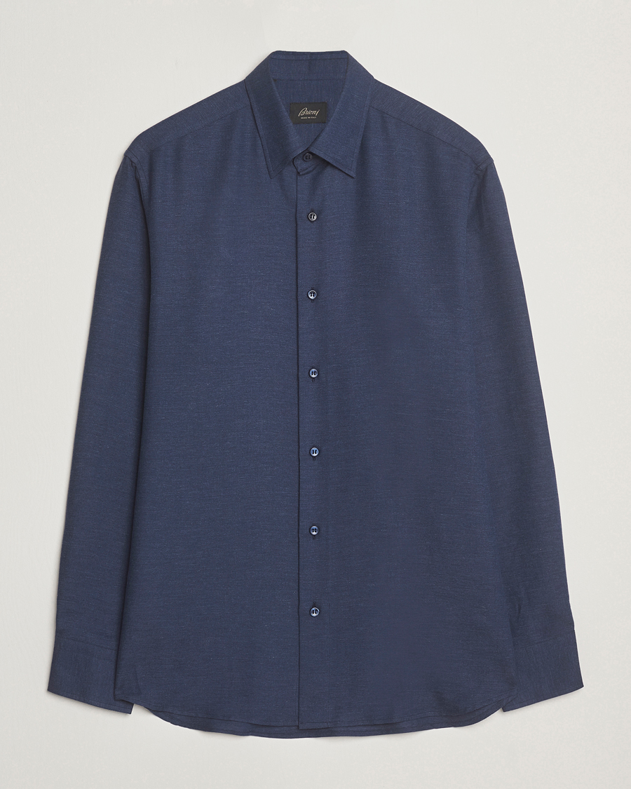 Herr | Skjortor | Brioni | Cotton/Cashmere Flannel Shirt Navy