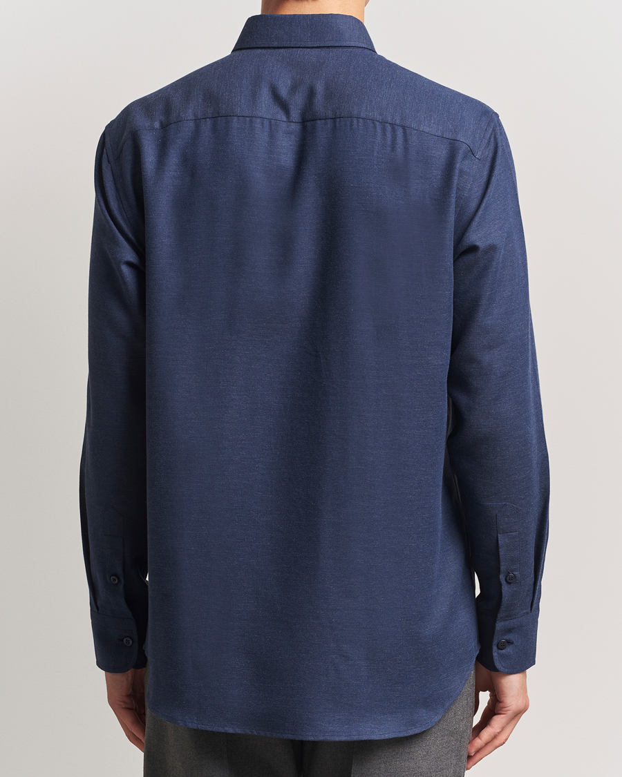Herr | Skjortor | Brioni | Cotton/Cashmere Flannel Shirt Navy