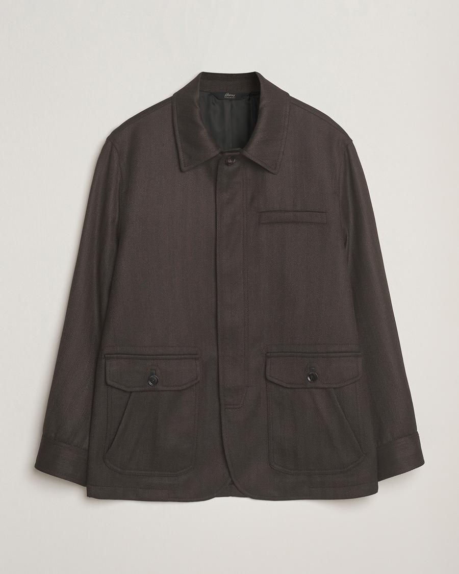Herr | Jackor | Brioni | Herringbone Hunting Jacket Dark Brown