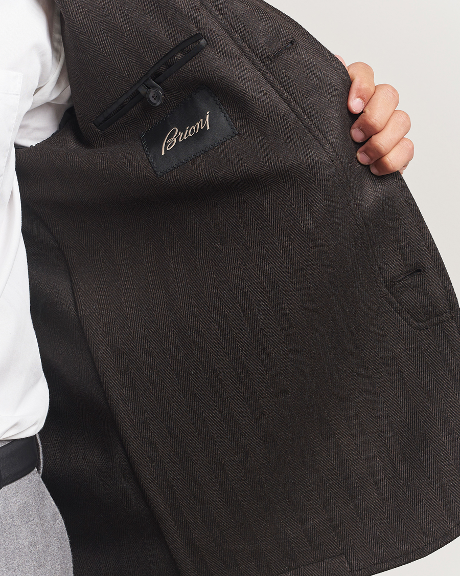 Herr | Jackor | Brioni | Herringbone Hunting Jacket Dark Brown