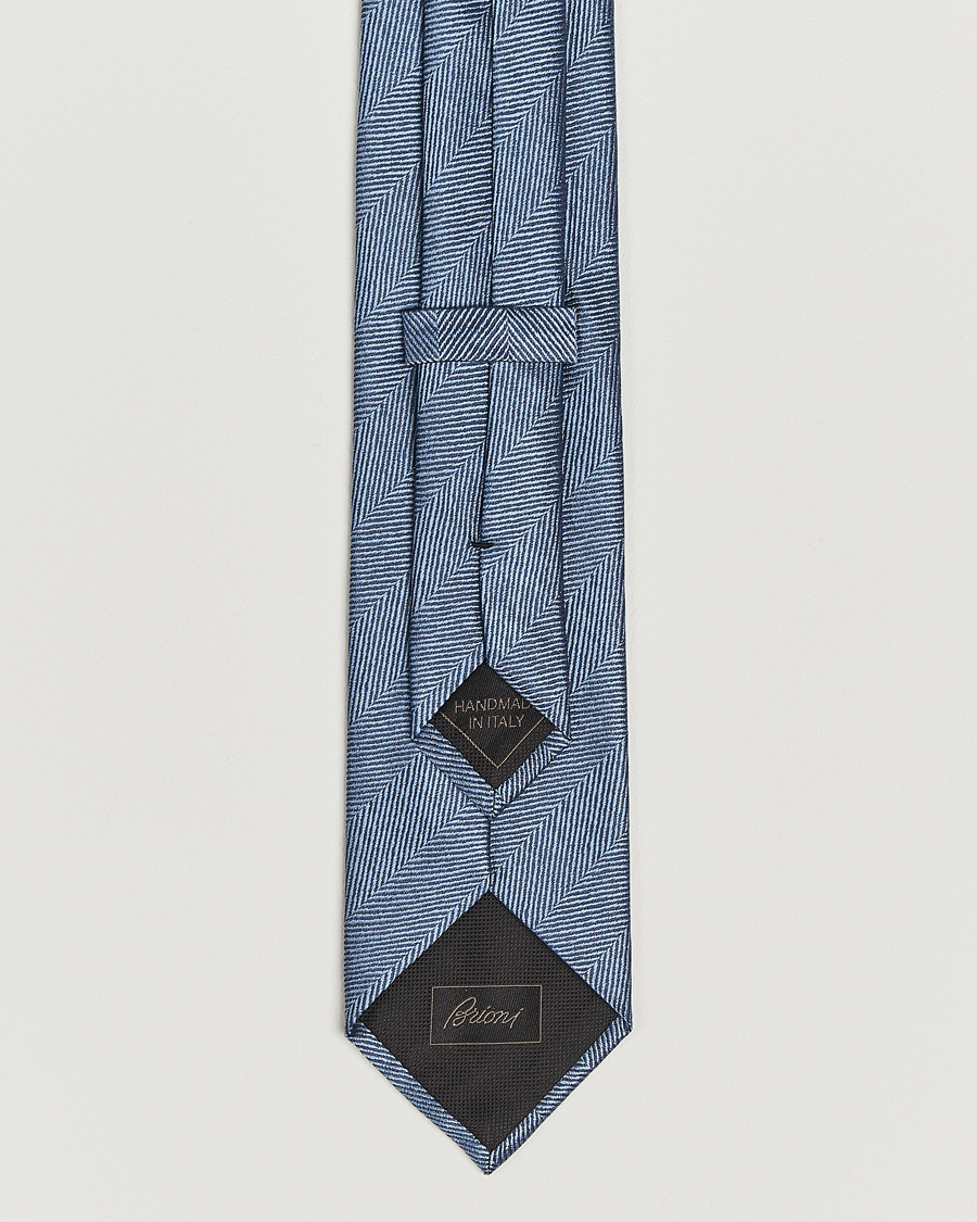 Herr | Slipsar | Brioni | Herringbone Silk Tie Light Blue