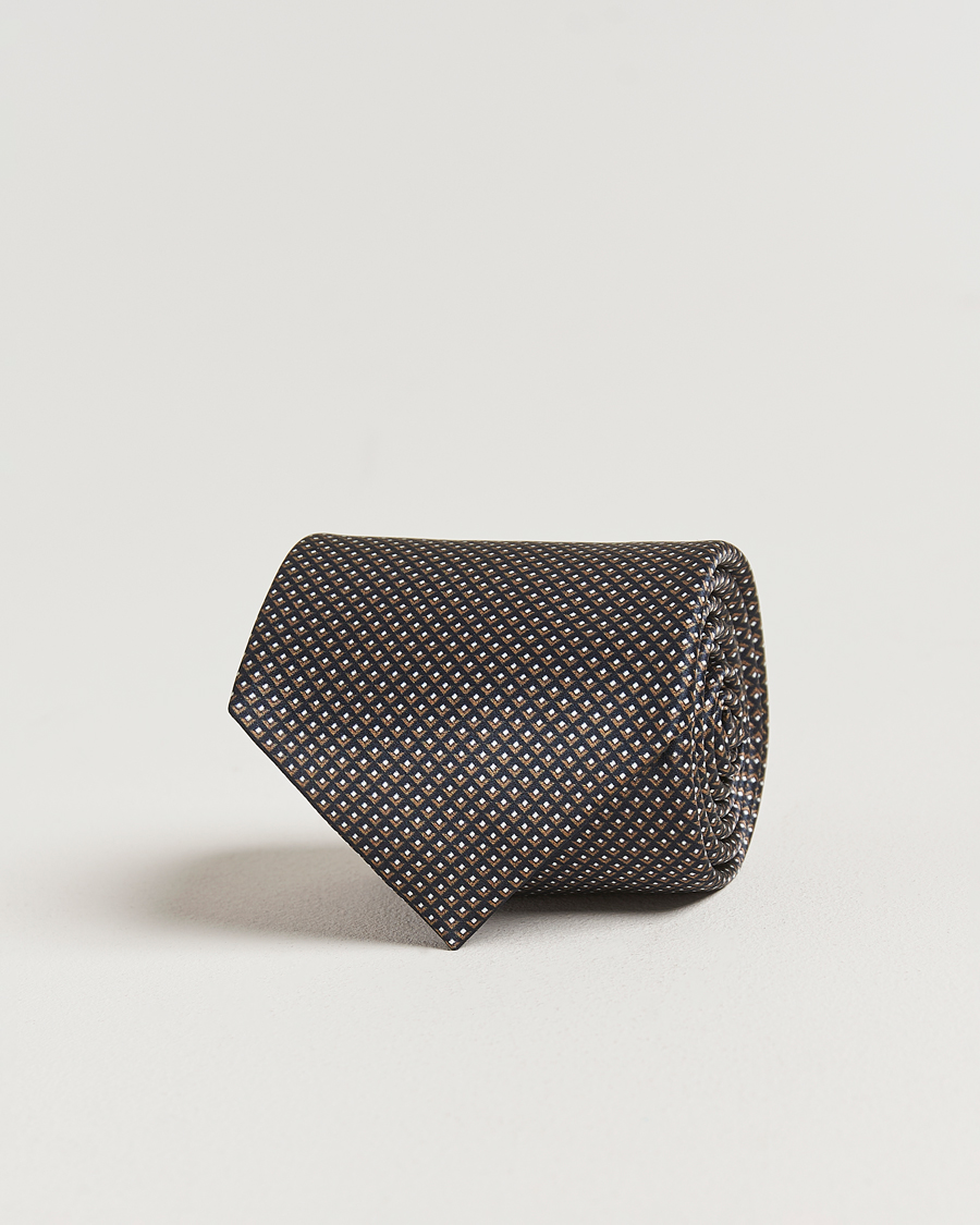 Herr | Slipsar | Brioni | Printed Silk Tie Antracite