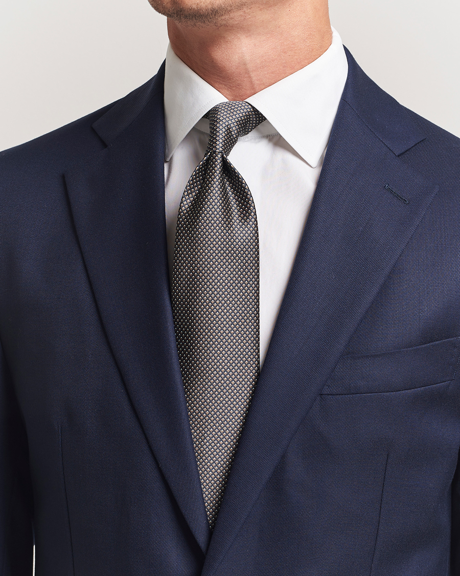 Herr | Slipsar | Brioni | Printed Silk Tie Antracite