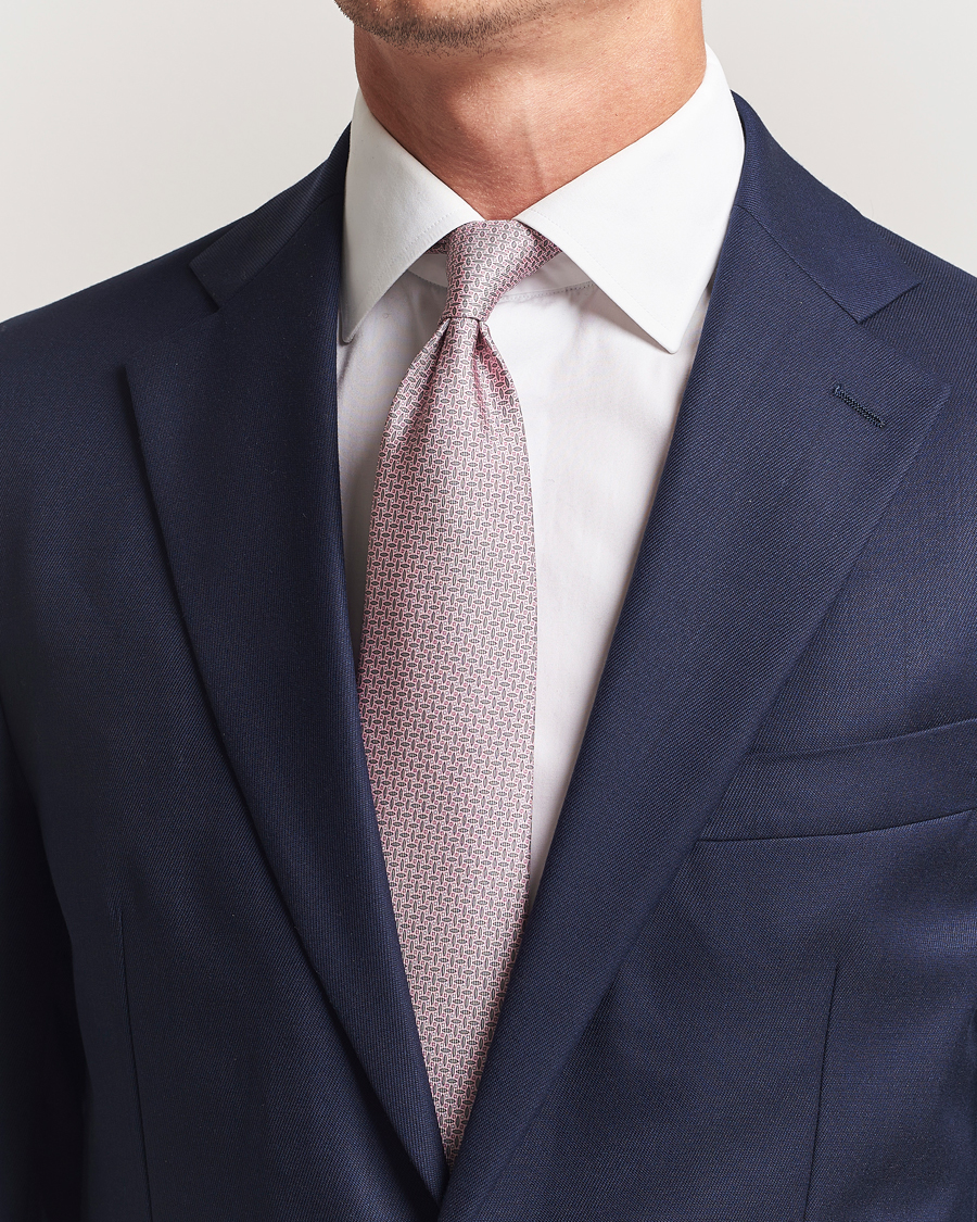Herr | Slipsar | Brioni | Printed Silk Tie Pink