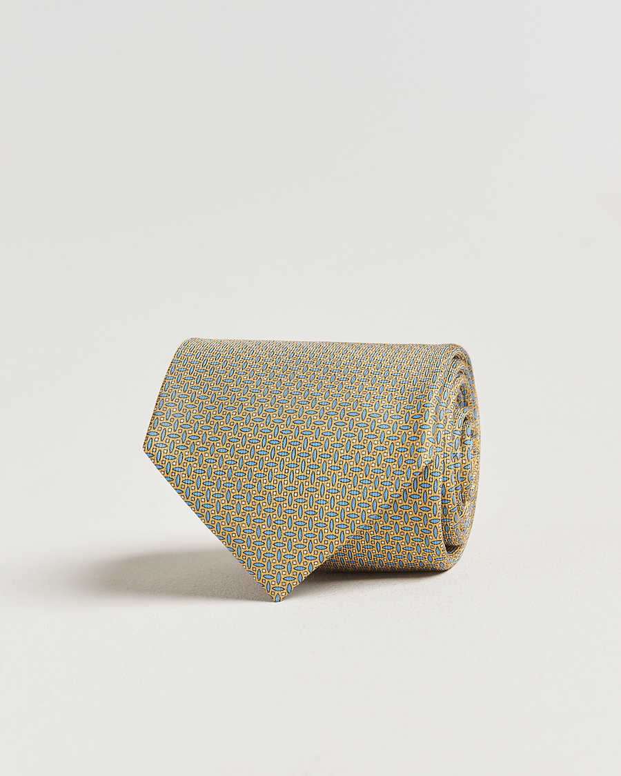 Herr | Slipsar | Brioni | Printed Silk Tie Yellow
