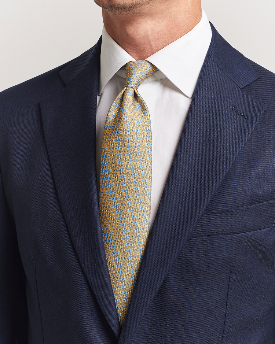 Herr | Slipsar | Brioni | Printed Silk Tie Yellow