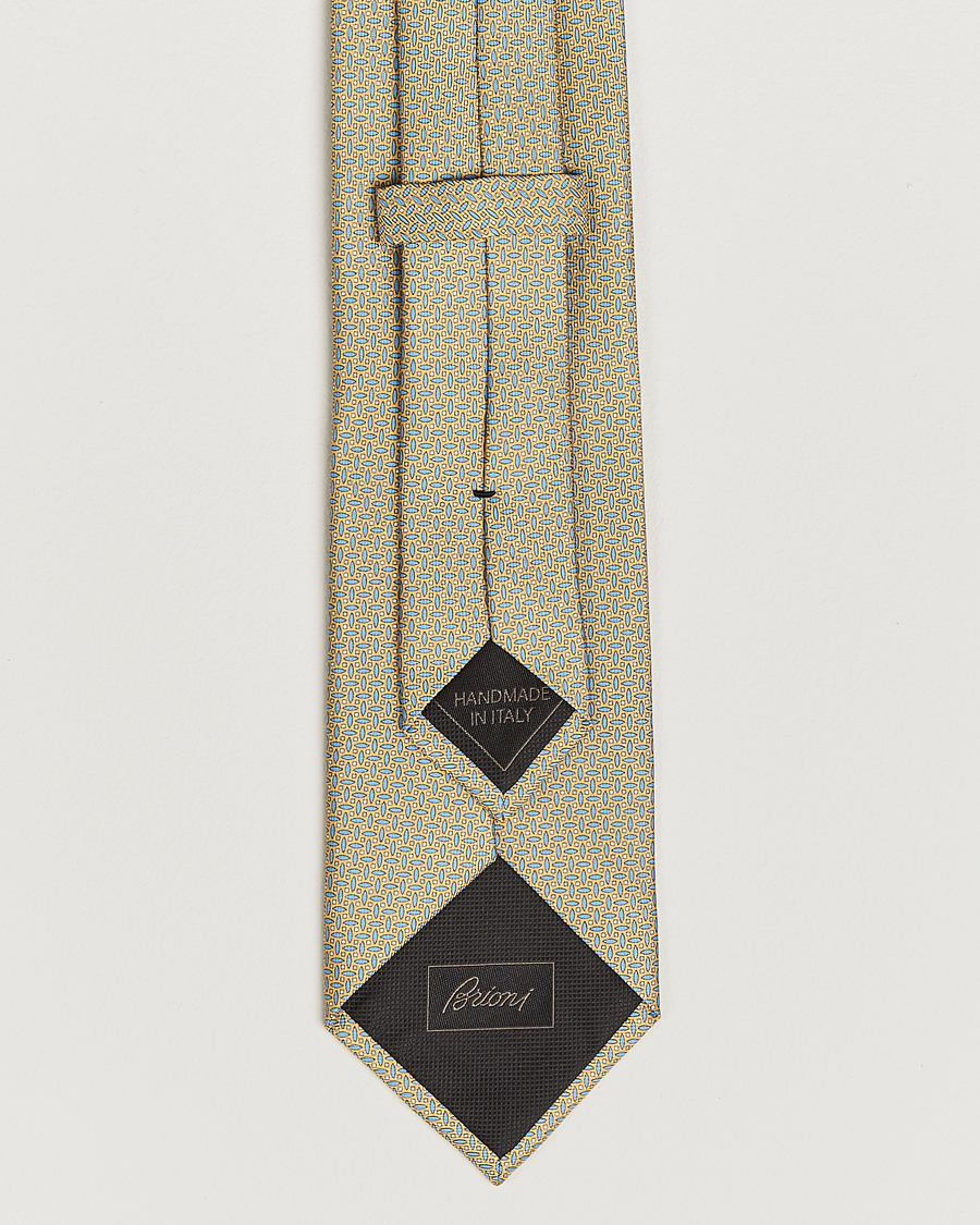 Herr | Slipsar | Brioni | Printed Silk Tie Yellow