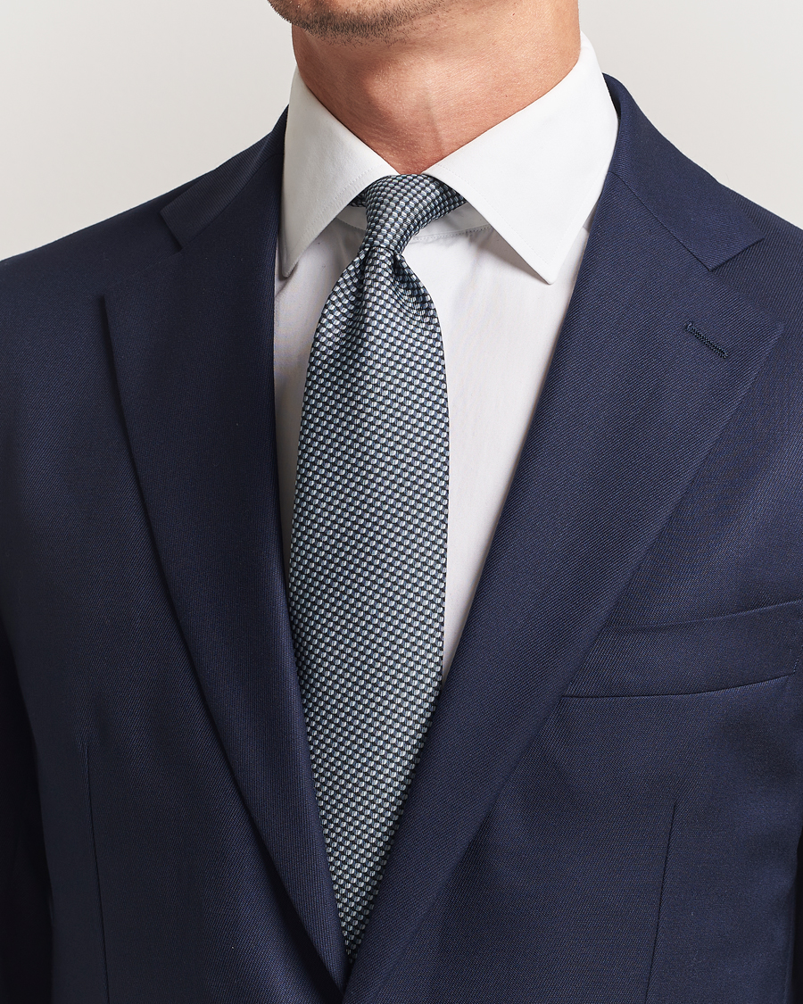 Herr | Slipsar | Brioni | Printed Silk Tie Navy