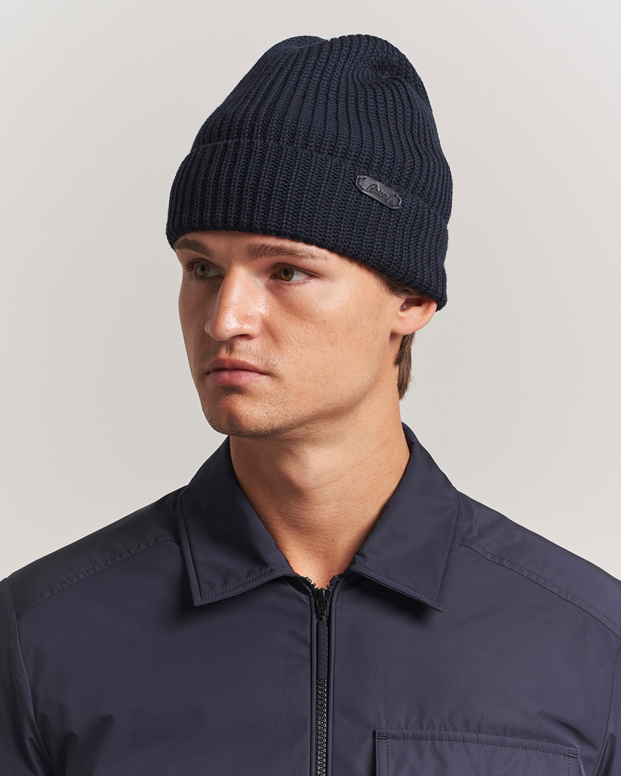 Herr | Mössor | Brioni | Rib Wool Beanie Navy