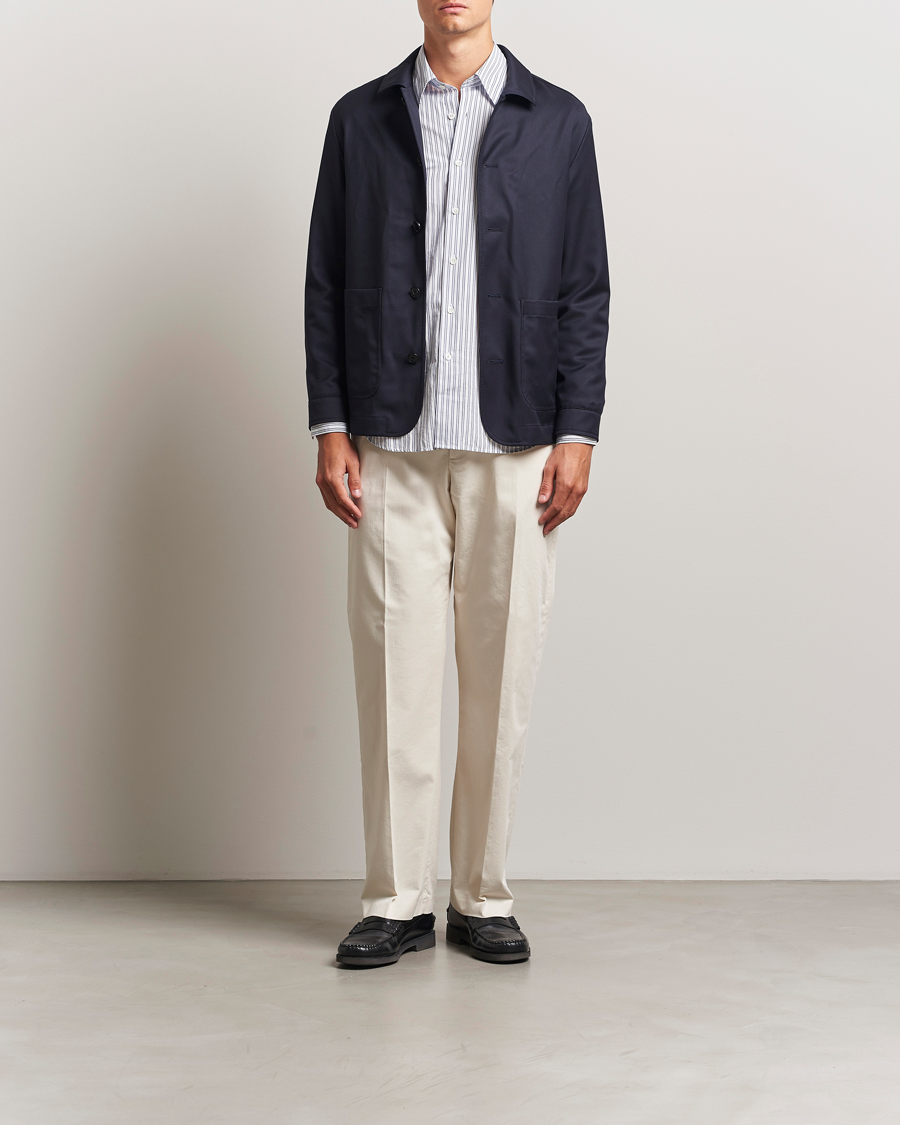 Herr | Byxor | NN07 | Paw Cotton/Lyocell Pleated Trousers Ivory