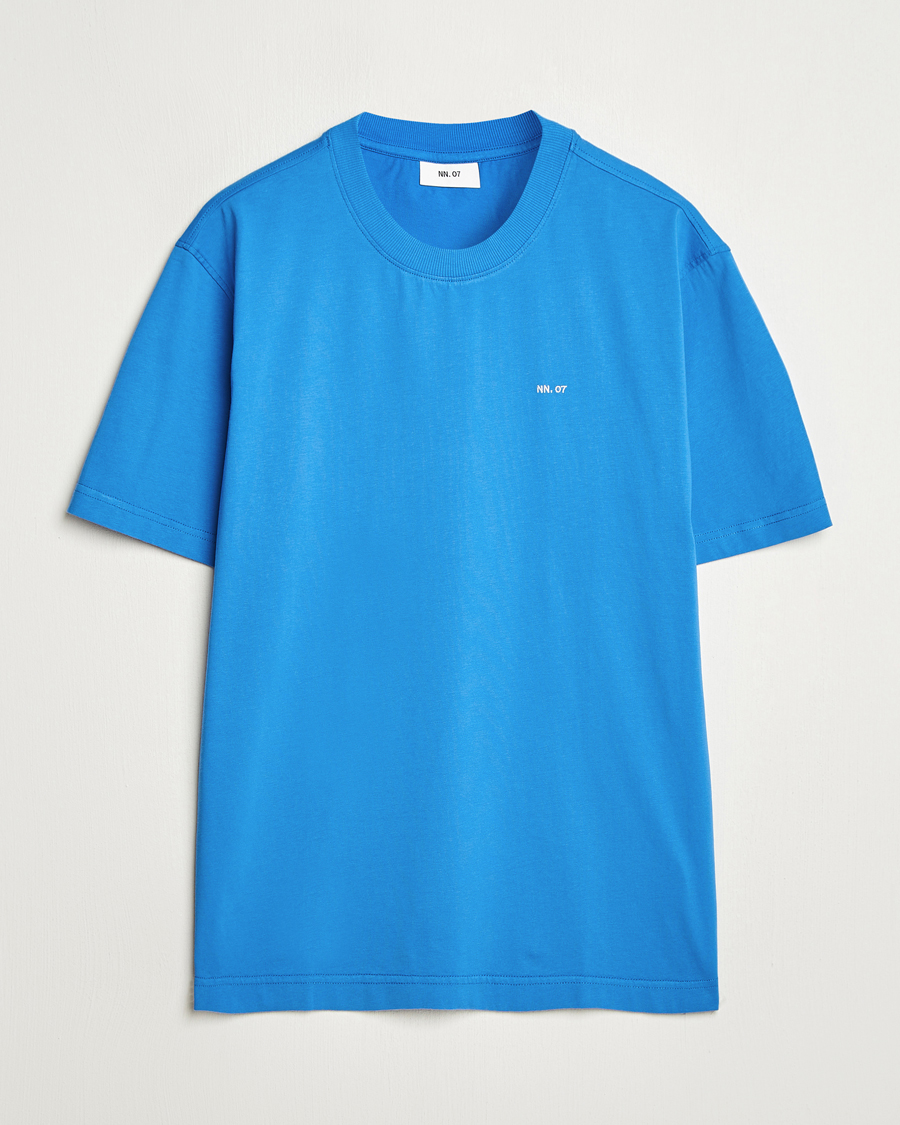 Herr | T-Shirts | NN07 | Adam Logo Crew Neck T-Shirt Blue Quartz