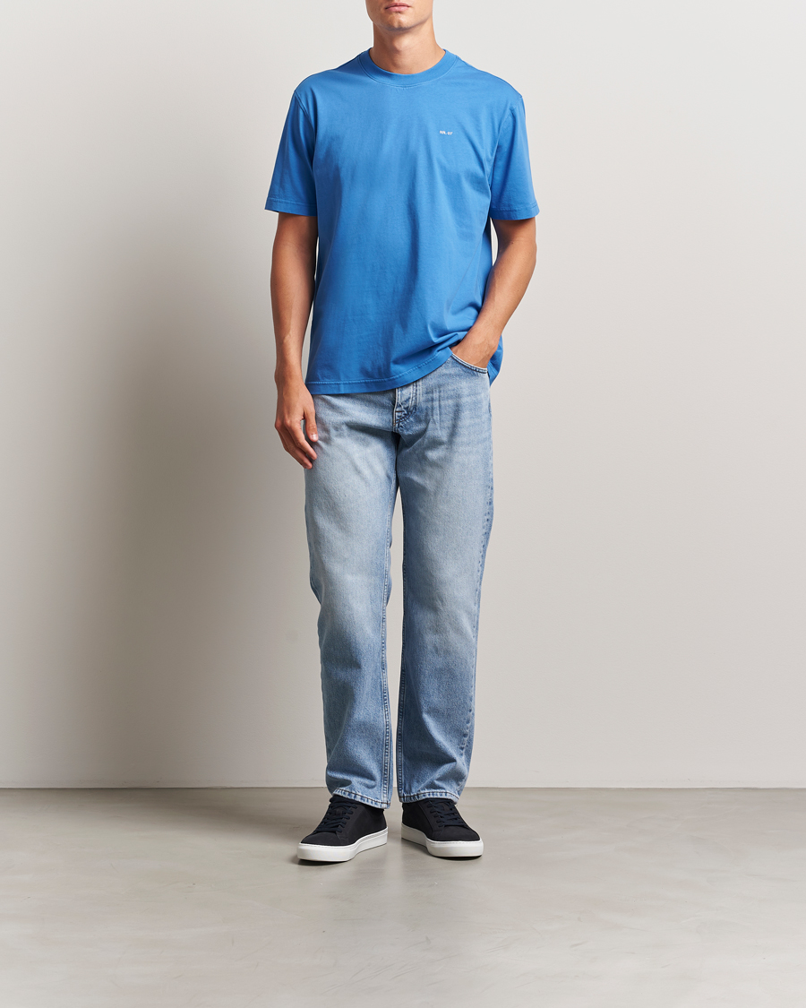 Herr | T-Shirts | NN07 | Adam Logo Crew Neck T-Shirt Blue Quartz