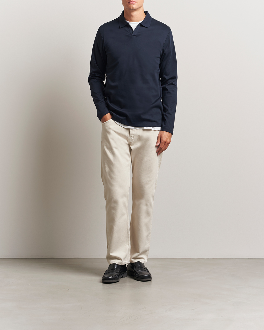 Herr | Pikéer | NN07 | Paul Long Sleeve Polo Navy Blue