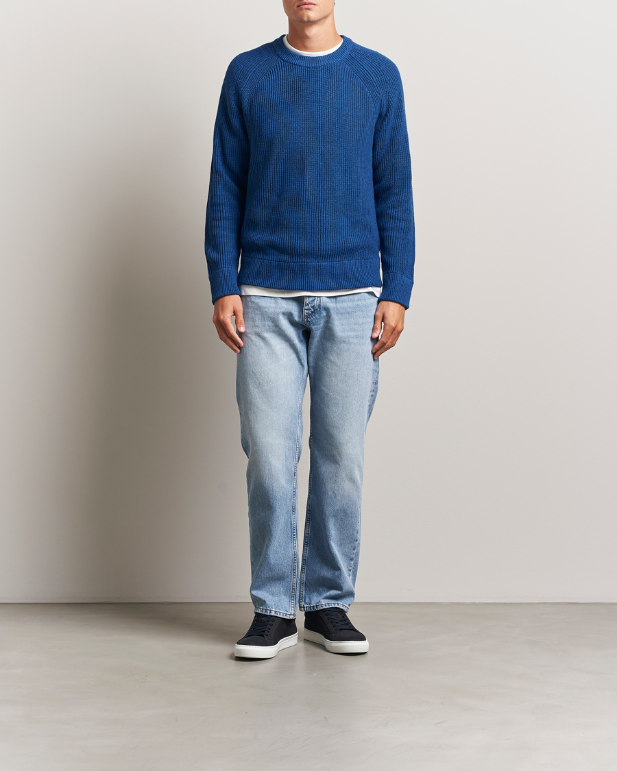 Herr | Tröjor | NN07 | Jacobo Cotton Knitted Sweater Blue Quartz