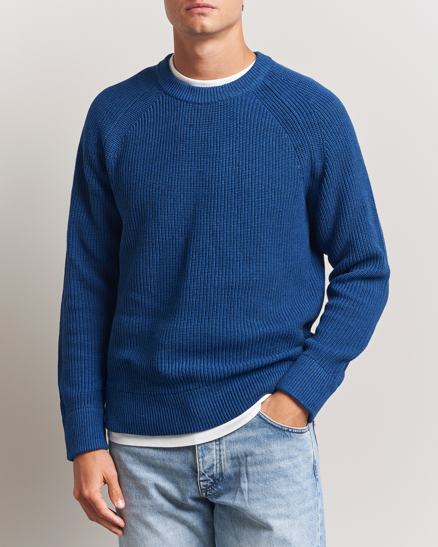 Herr | Tröjor | NN07 | Jacobo Cotton Knitted Sweater Blue Quartz