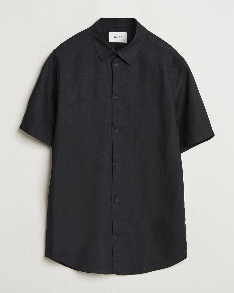 Herr | Skjortor | NN07 | Enzo Linen Short Sleeve Shirt Black