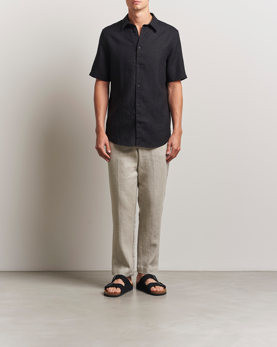 Herr | Skjortor | NN07 | Enzo Linen Short Sleeve Shirt Black