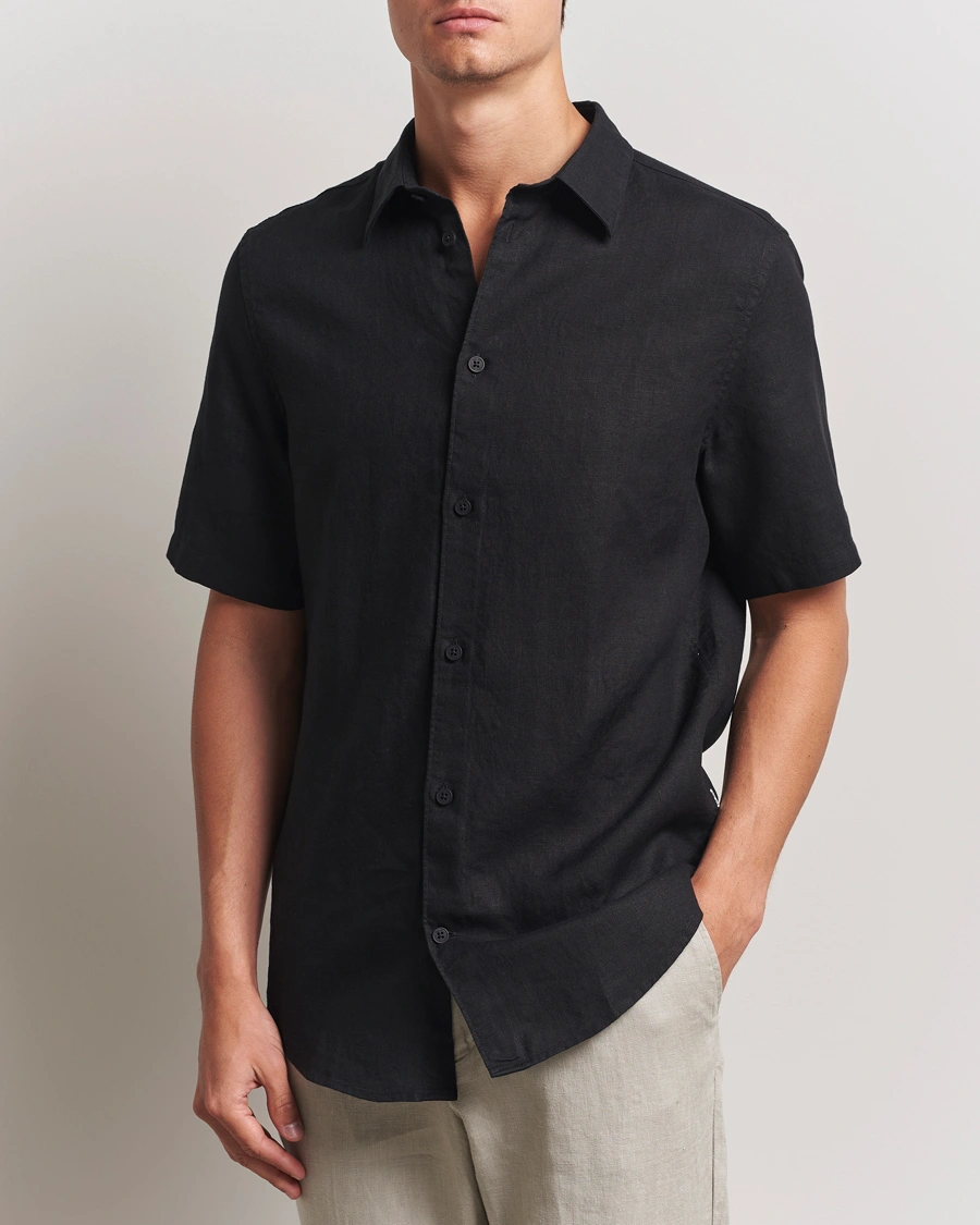 Herr | Skjortor | NN07 | Enzo Linen Short Sleeve Shirt Black
