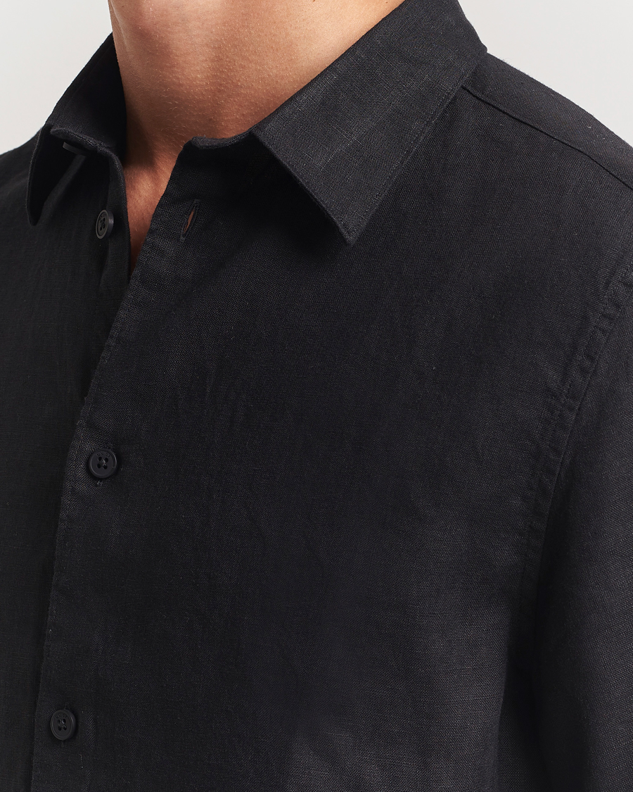 Herr | Skjortor | NN07 | Enzo Linen Short Sleeve Shirt Black