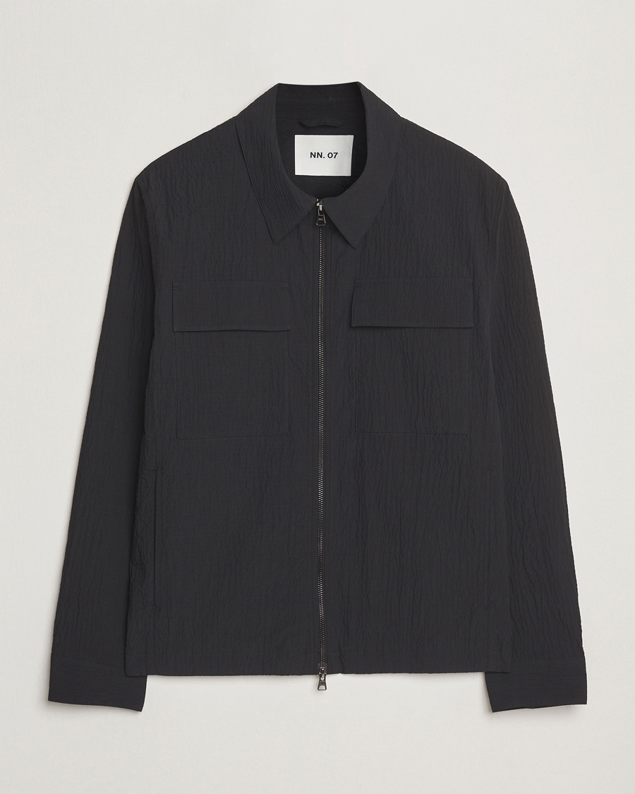 Herr | Jackor | NN07 | Alban Seersucker Shirt Jacket Black