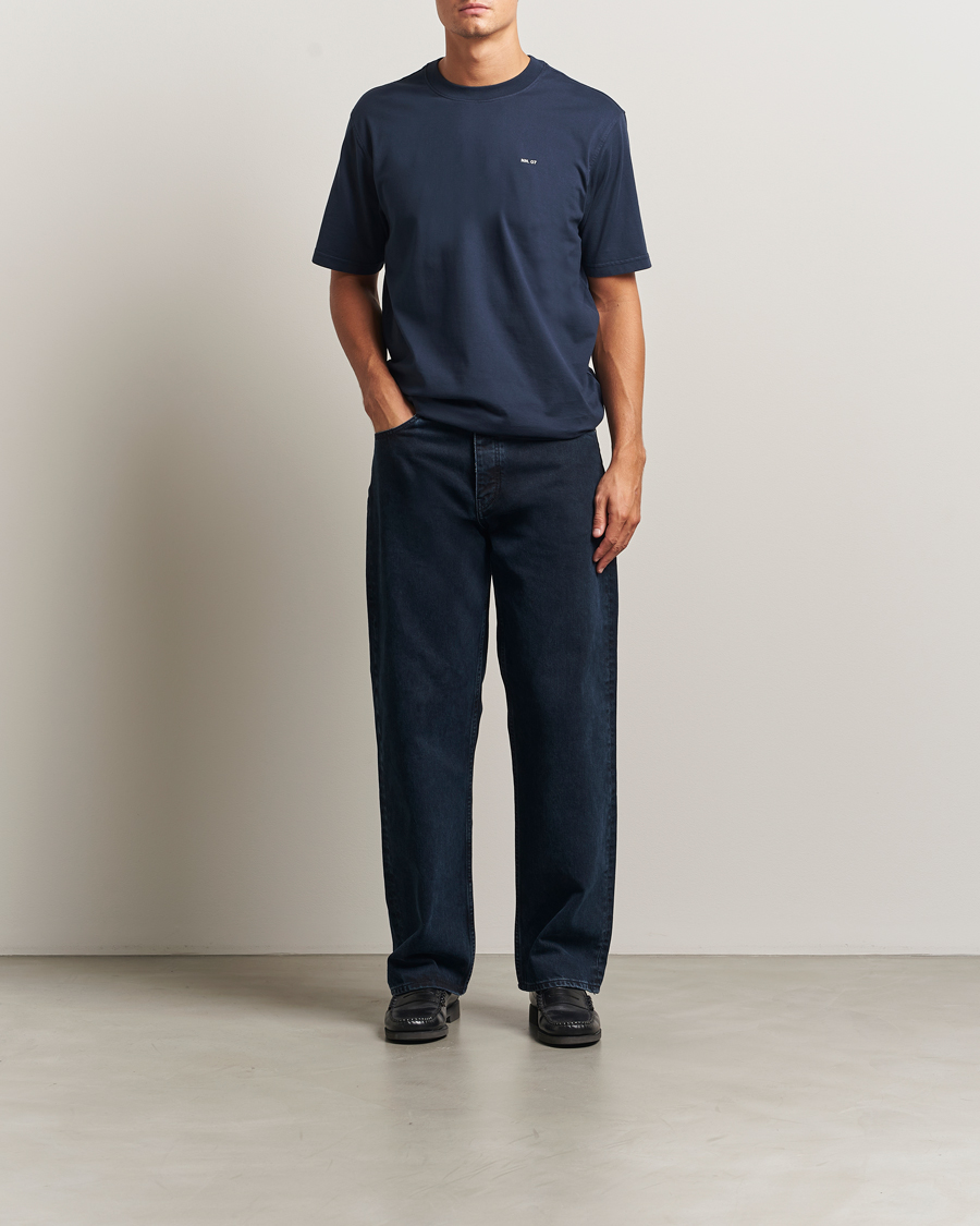 Herr | T-Shirts | NN07 | Abel Logo Crew Neck T-Shirt Navy