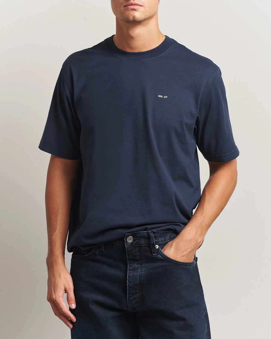Herr | T-Shirts | NN07 | Abel Logo Crew Neck T-Shirt Navy
