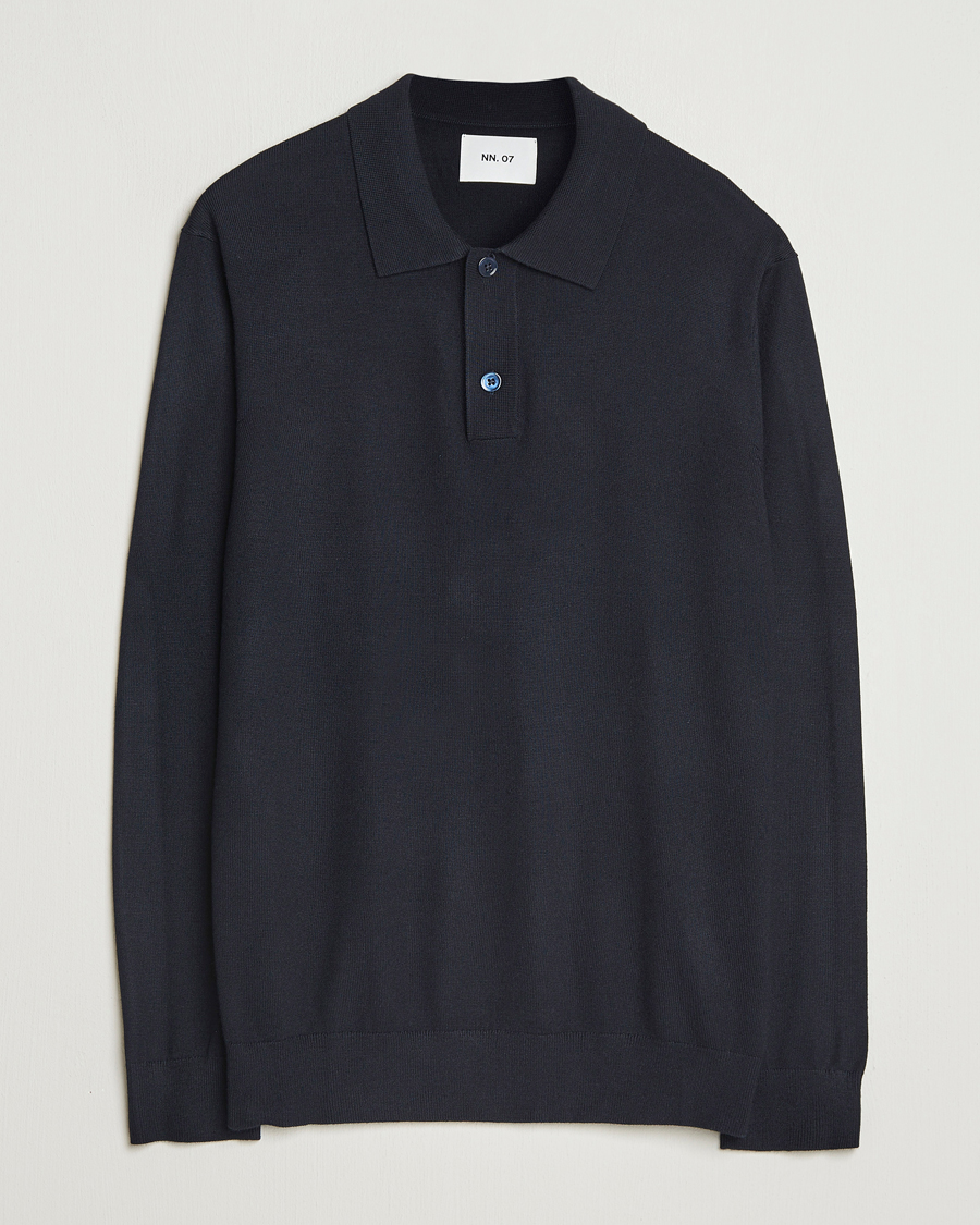 Herr | Tröjor | NN07 | Serge Wool Knitted Polo Deep Navy