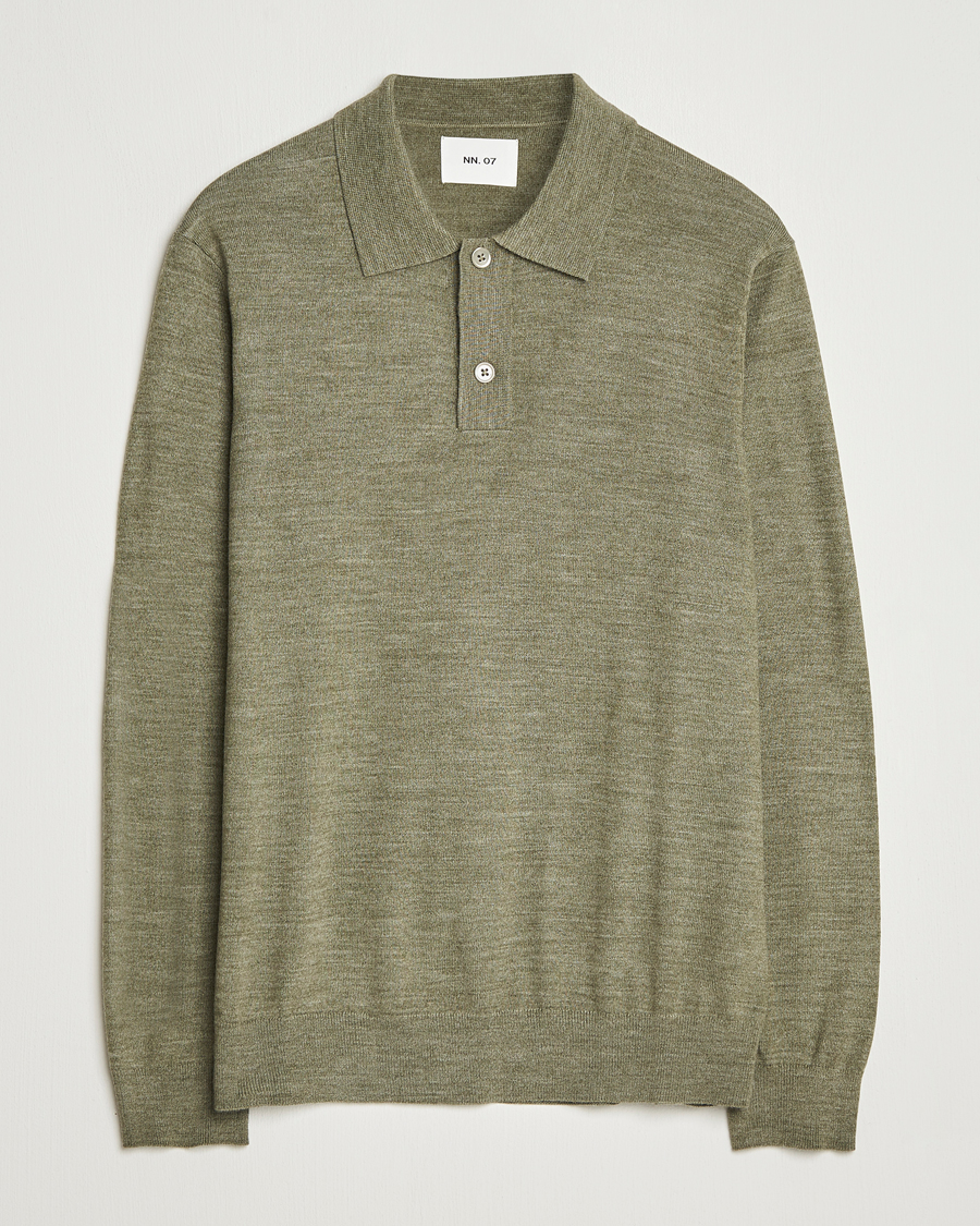 Herr | Tröjor | NN07 | Serge Wool Knitted Polo Capers Green