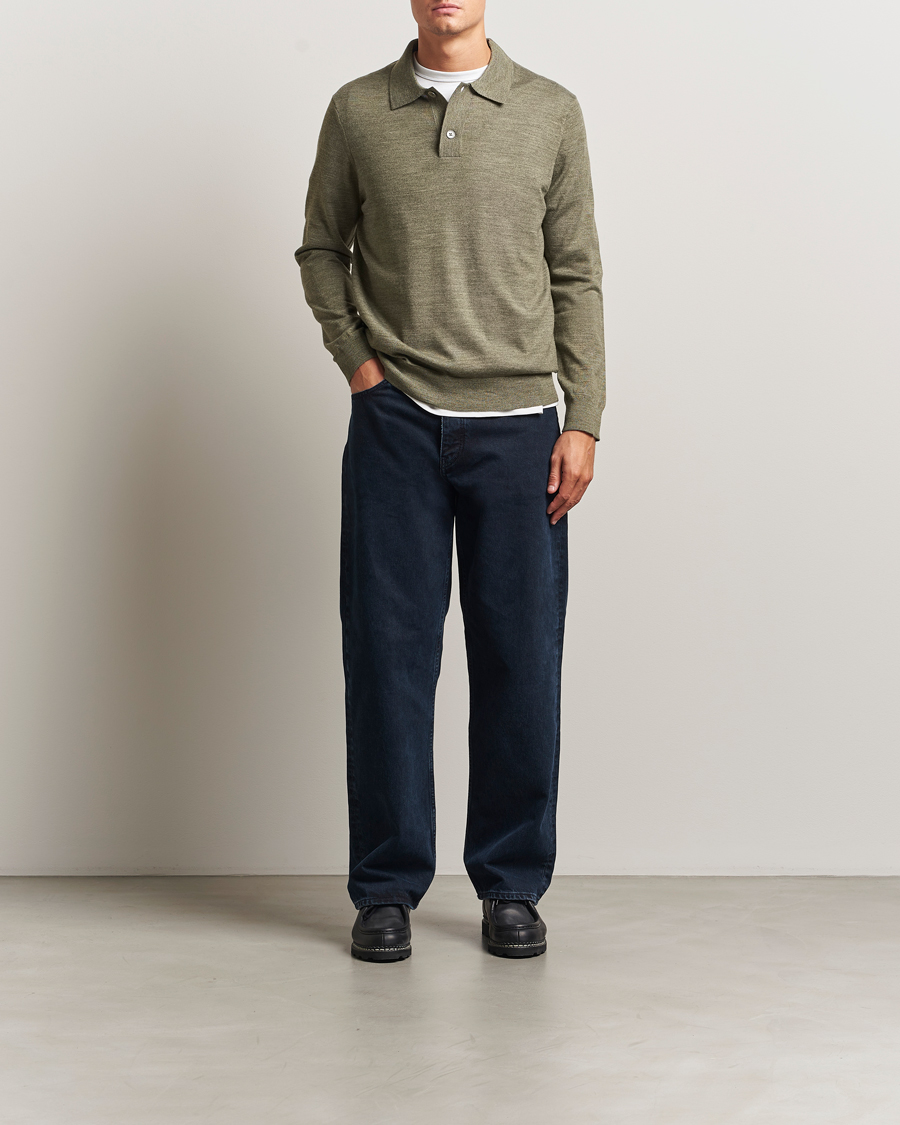 Herr | Tröjor | NN07 | Serge Wool Knitted Polo Capers Green