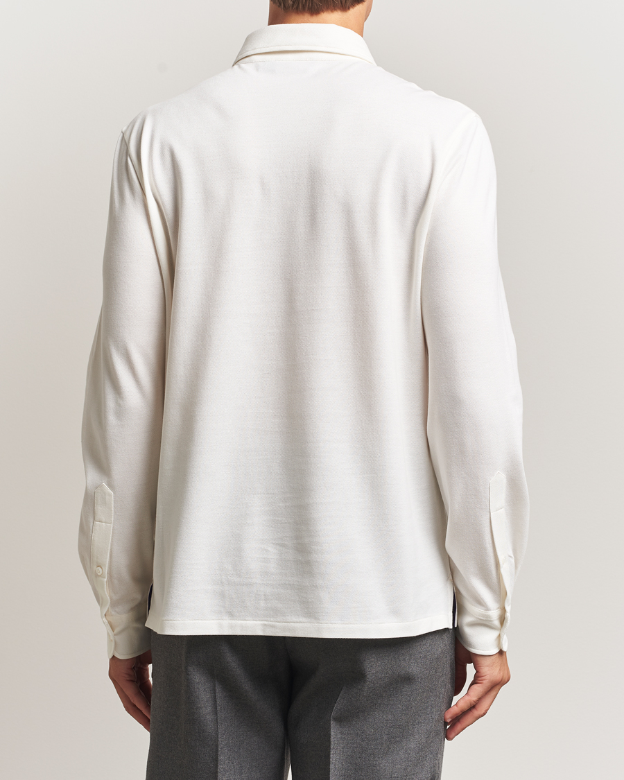 Herr | Pikéer | Ralph Lauren Purple Label | Cotton/Cashmere Long Sleeve Polo Cream