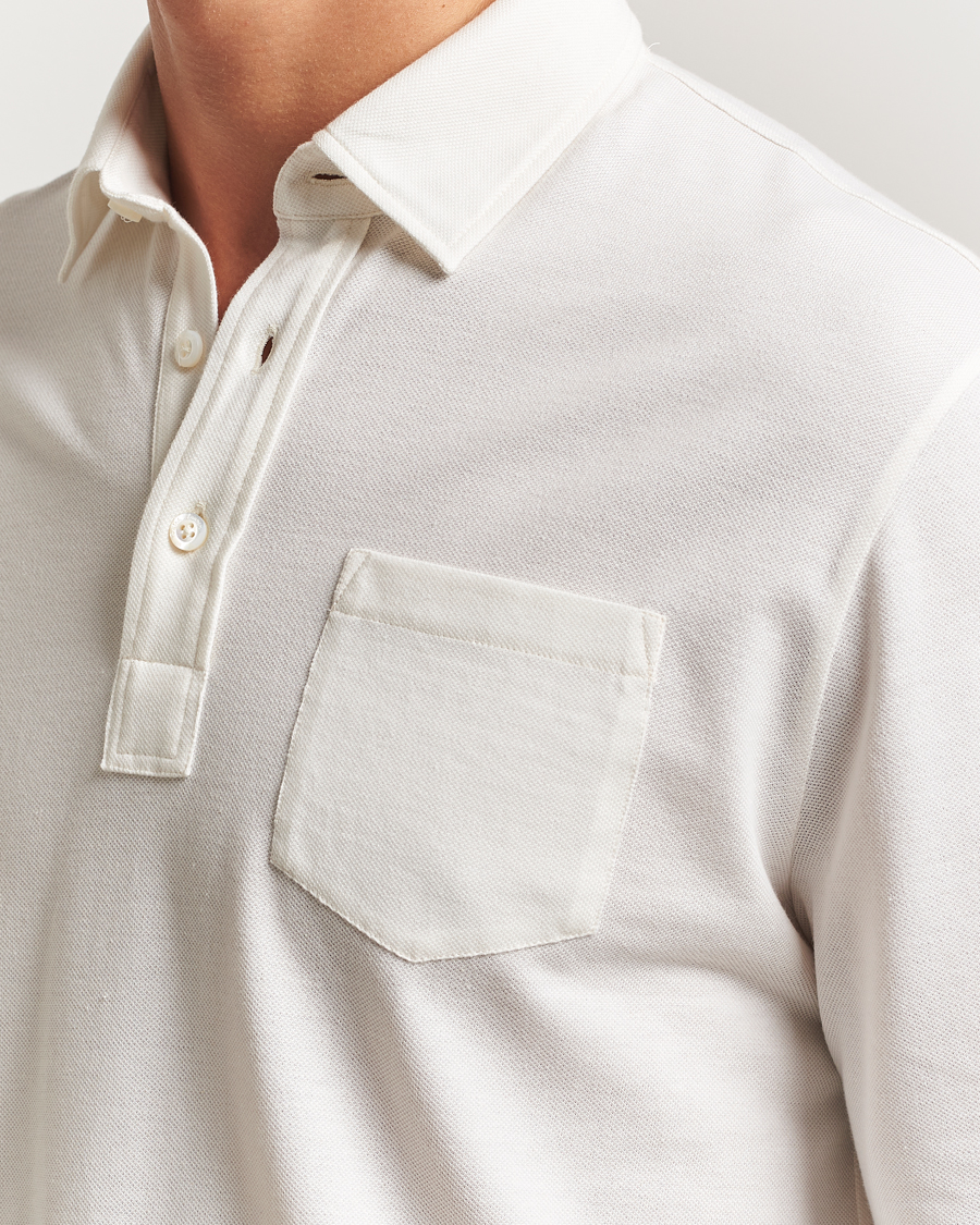 Herr | Pikéer | Ralph Lauren Purple Label | Cotton/Cashmere Long Sleeve Polo Cream