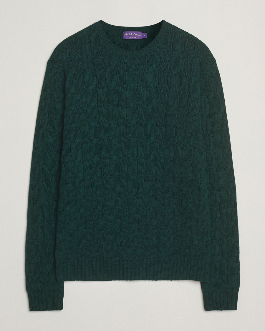 Herr | Tröjor | Ralph Lauren Purple Label | Cashmere Cable Sweater Moss Agate
