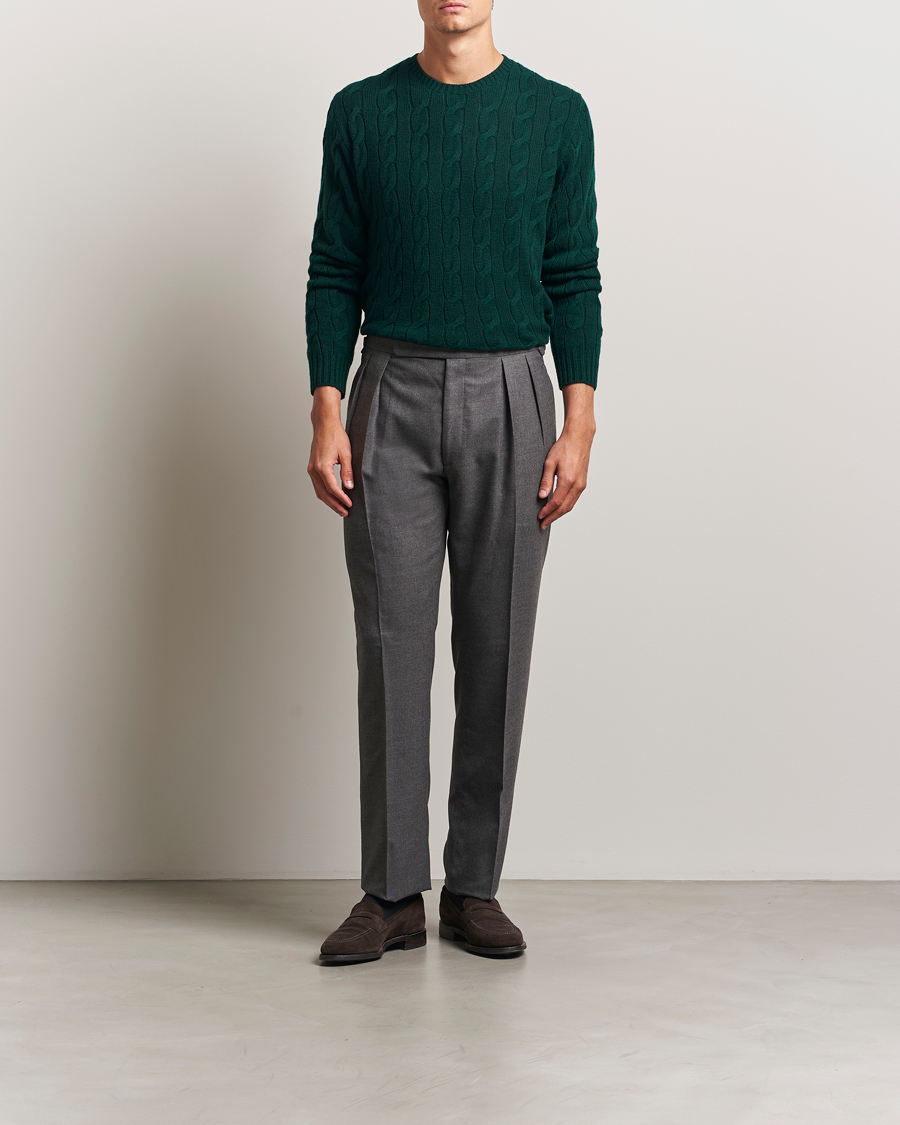 Herr | Tröjor | Ralph Lauren Purple Label | Cashmere Cable Sweater Moss Agate